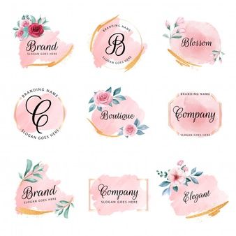 Feminine Branding Logo, Logo Design Coffee, Logo Nail, Watercolor Logo Design, Peach Watercolor, Pink And White Background, Gold Glitter Background, Background Flowers, Beautiful Logo