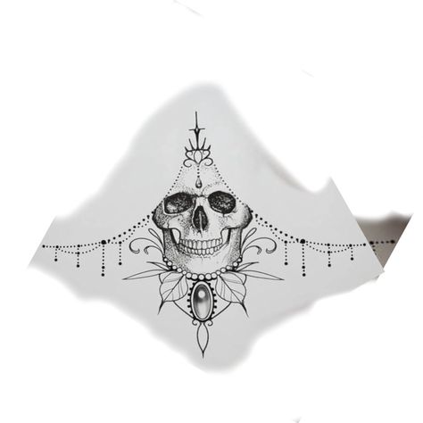 Skull Chest Tattoo Female, Skull Sternum Tattoo, Sternum Tats, Chandelier Tattoo, Lace Tattoos, Sternum Tattoo Design, Underboob Tattoo Designs, Lace Tattoo Design, Chain Tattoo