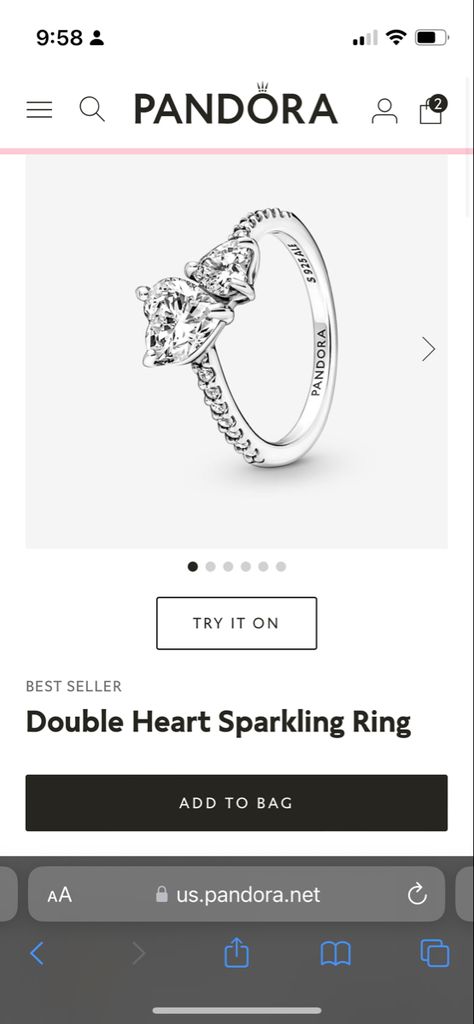 Pandora Double Heart Ring, Pandora Heru Ring, Pandora Wishbone Heart Ring, Pandora Heart Ring, Pandora Double Heart Sparkling Ring, Band Of Hearts Ring Pandora, Pandora Rings Heart, Double Heart Ring, Double Heart