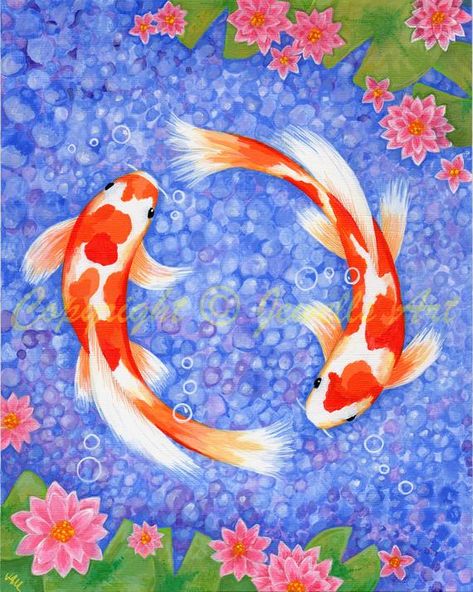 Feng Shui Art 'Koi For Love' Print from my original | Etsy Feng Shui Koi Fish, Koi Fish Print, Karp Koi, Feng Shui Art, Koi Painting, Koi Fish Drawing, Koi Art, Fish Drawings, Love Print