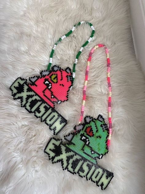 Excision Kandi, Excision Perler, Perler Necklaces, Rave Perler, Festival Kandi, Parlor Beads, Rave Bae, Melt Beads, Edc Orlando