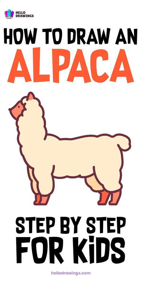 How to Draw an Alpaca | Simple Guide for Kids Alpaca Drawing Easy, Animal Drawing Tutorial, Cozy Drawing, Alpaca Drawing, Easy Animal Drawings, Easy Animals, Drawing Tutorials For Kids, Drawing Guide, Easy Drawings For Kids