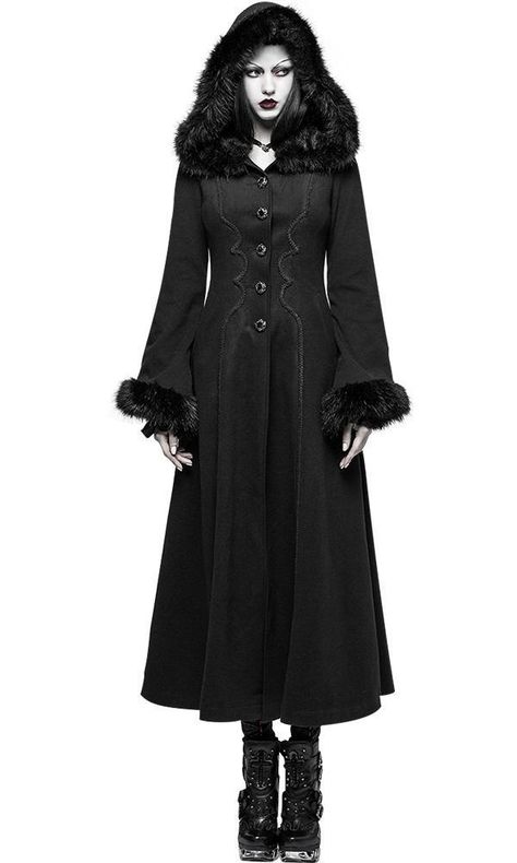 Queen Outfits Royal Medieval, Queen Outfits Royal, Goth Coat, Womens Hooded Coat, Long Hooded Coat, Victorian Coat, Flower Coat, Gothic Mode, Drag Queen Outfits