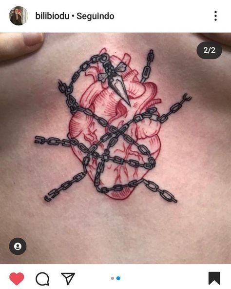 Hunterxhunter Tattoo, Hunter Tattoo, Chain Tattoo, Basic Tattoos, Heart Tattoos, Full Body Tattoo, Dope Tattoos For Women, Red Tattoos, Feminine Tattoos