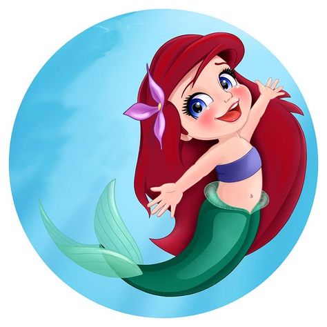 Baby Ariel Disney, Ariel Bebe, Ariel Cartoon, Mermaid Happy Birthday, Ariel Drawing, Ariel Baby, Mermaid Theme Birthday Party, Baby Ariel, Diy Baby Gifts