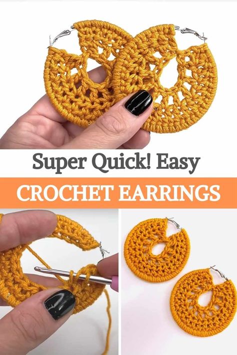 Crochet Beginners, Crocheted Jewelry, Crochet Necklace Pattern, Fast Crochet, Crochet Appliques, Crochet Jewlery, Crochet Jewelry Patterns, Crochet Earrings Pattern, Easy Crochet Projects