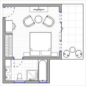 Balcony Layout, Bedroom Layout Ideas, Bedroom With Balcony, Bedroom Layout, Simple Room, Bedroom Balcony, One Bed, Hotel Interiors, Design Master