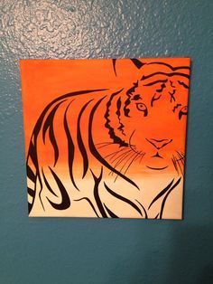 Tiger Canvas Painting kids room wall art animals Easy Tiger Painting, Drawing Ideas On Canvas, Tiger Canvas Painting, Animal Sketch, Tiger Canvas, Black Canvas Paintings, Tiger Painting, Easy Canvas Painting, Easy Paintings