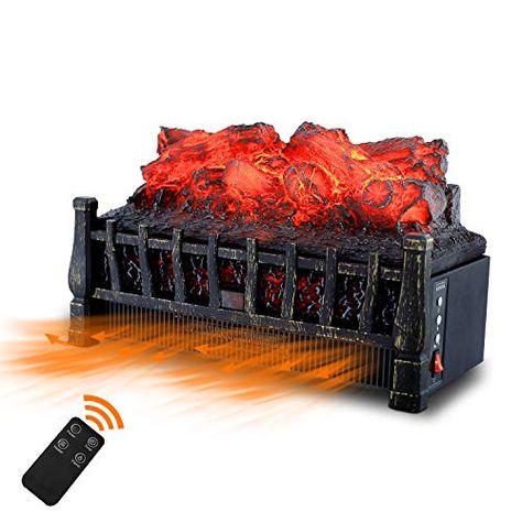 Sunday Living Electric Log Set Heater, Insert Fireplace Heater with Realistic Flame and Ember Bed, 21 Inch, Adjustabl... Bed Heater, Small Electric Fireplace, Insert Fireplace, Electric Fireplace Logs, Fake Fire, Indoor Electric Fireplace, Electric Logs, Wall Mounted Fireplace, Mantel Surround