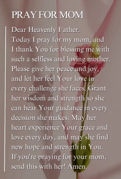 Spiritual Mother Quotes, Prayer For Moms Health, Prayers For Your Mom, Pray For Mother, Prayer For Mom, Night Prayer, Prayer For You, Inspirational Bible Quotes, Mother Quotes