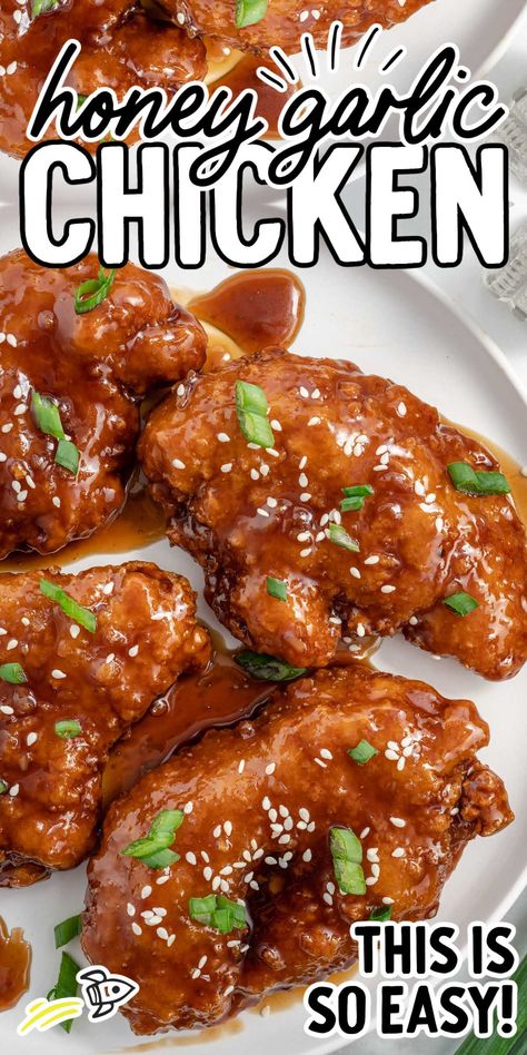 Homemade Honey Garlic Sauce, Crispy Honey Garlic Chicken, Honey Chicken Breast, Garlic Chicken Breast Recipes, Easy Honey Garlic Chicken, Crispy Honey Chicken, Honey Baked Chicken, Chicken Smothered, Crispy Chicken Recipes