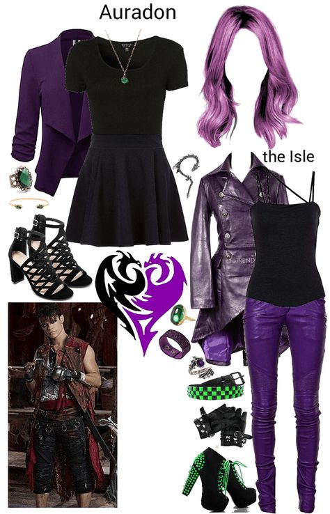 Mal Inspired Outfit, Mal Descendants Outfit, Mal Descendants Costume, Green And Purple Outfit, Custome Ideas, Emo Outfits For Girls, Descendants Clothes, Cartoon Halloween Costumes, Descendants Costumes