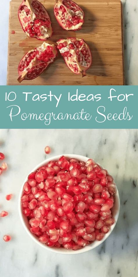 Pomegranate Snack Ideas, Baking With Pomegranate Seeds, What To Make With Pomegranate Seeds, Uses For Pomegranate Seeds, Pomagranet Seeds, How To Eat Pomegranate Seeds, Recipes Using Pomegranate Seeds, Pomegranate Seed Recipes, Pomegranate Arils Recipe