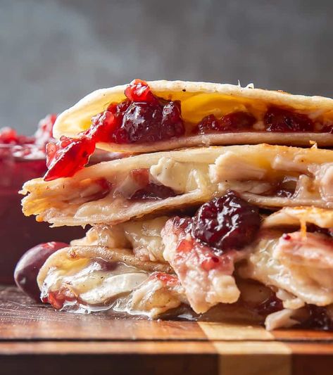 Brie Quesadilla, Turkey Quesadilla Recipes, Brie And Cranberry, Brie Cranberry, Traditional Christmas Food, Cranberry Turkey, Turkey Cranberry, Cranberry Brie, Thanksgiving Brunch