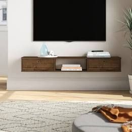 Floating Shelf Tv Stand, Floating Entertainment Center, Floating Tv Stand, Floating Tv, Floating Desk, Tv Unit Design, Living Room Tv Stand, Estantes Flotantes, Tv Stands And Entertainment Centers