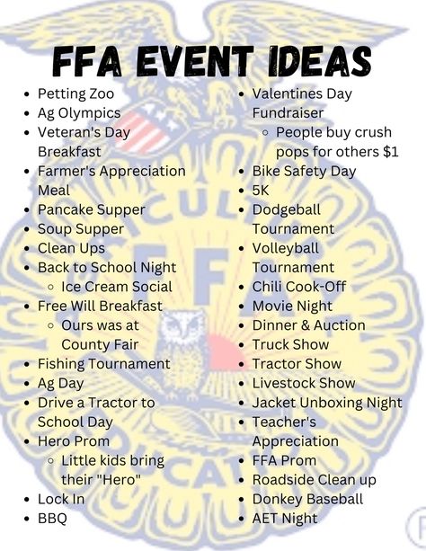 4h Leadership Posters, Halloween Ffa Meeting, Ffa Officer Speech Ideas, Ffa Team Building Activities, Sae Ideas Ffa, Agriscience Fair Projects Ffa, Ffa Reporter Ideas, State Convention Ffa Outfits, Fun Ffa Activities