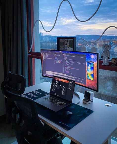 Xxl Desk, Motivational Desk, Learn Computer Coding, Computer Set, Computer Desk Setup, Streaming Setup, Home Studio Setup, Pc Gaming Setup, Desktop Setup