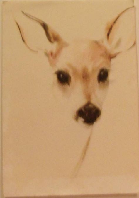 Deer Watercolor from carolines-collectibles on Ruby Lane Deer Face Tattoo, Deer Art Drawing, Fawn Watercolor, Deer Eyes, Deer Face, Deer Watercolor, Ideas For Painting, Circle Tattoos, Deer Tattoo