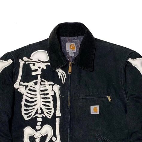 Custom WearHouse on Instagram: "Skeleton Carhartt jacket 💀☠️ by @before.my.legs.explode What do you think of this design? . . . . . . #carhartt #carharttsecond #carharttwip #skeletonart #reworked #customjacket #jacket #wearableart #punkfashion #punkstyle" Custom Carhartt Jacket, Reworked Carhartt, Skeleton Art, Carhartt Jacket, Custom Jacket, August 25, Vintage Carhartt, Carhartt Wip, Clothing Ideas