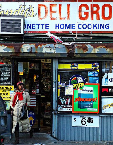 Local Bodega (aka Corner Store)  Prospect & Greenwood Avenue, Windsor Terrace, Brooklyn, NY. Milk Cat, Corner Store, Shop Fronts, Grocery Stores, Vintage New York, New York Street, City Aesthetic, Street Scenes, Cat Litter