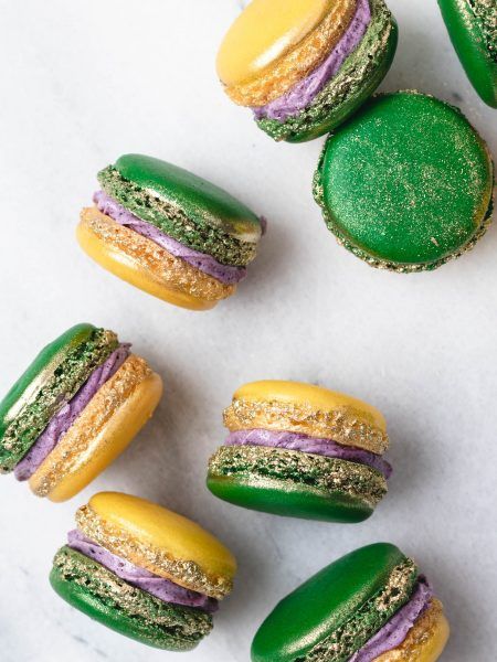 Mardi Gras Macarons, Best Macaron Recipe, Best Macarons, French Macaroon Recipes, Macaron Template, French Macaroons, Macaroon Recipes, Baking Stone, South Louisiana