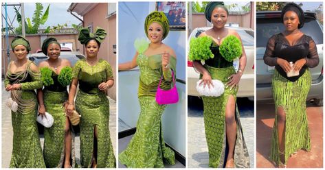 Lemon Green Lace Asoebi Styles, Lemon Green Outfit, Green Lace Styles, Green Lace Asoebi Styles, Green Asoebi, Turtle Neck Gown, Lace Asoebi Styles, Asoebi Lace Styles, Aso Ebi Dresses