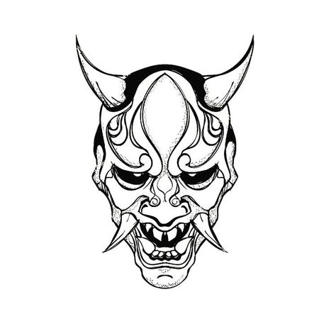 Demon Head Tattoo, Warrior Tattoo Sleeve, Oni Mask Tattoo, Line Tattoo Ideas, Logo Quotes, Devil Mask, Single Line Tattoo, Oni Mask, Mask Tattoo