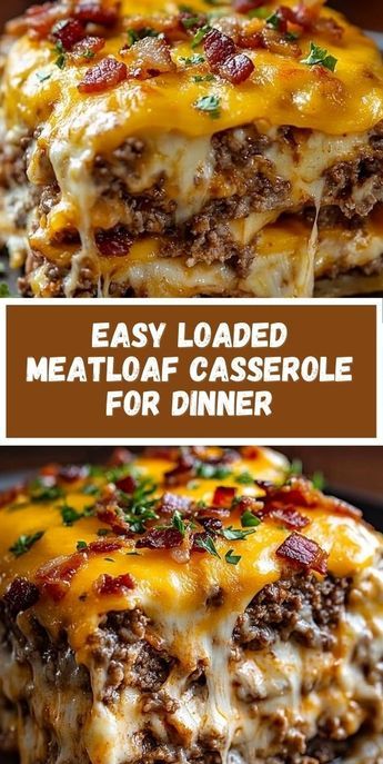 Looking for an easy dinner idea This loaded meatloaf casserole is a family favorite with layers of cheesy goodness Perfect for busy nights Loaded Meatloaf Casserole, Loaded Meatloaf, Meatloaf Casserole, Beef Casserole Recipes, Dinner With Ground Beef, Cheap Dinners, Beef Recipes Easy, Easy Casserole Recipes, Beef Recipes For Dinner