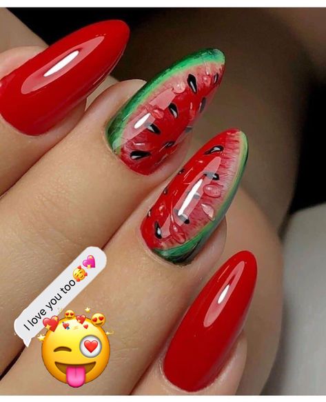 Watermelon Nail Designs, Sprinkle Nails, Watermelon Nail, Watermelon Nail Art, Fruit Nail Designs, Fruit Nail Art, Watermelon Nails, Color Nails, Nail Designs Spring