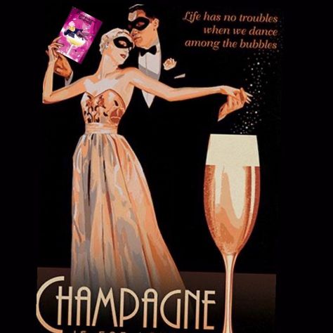 Marci Darling on Instagram: “Life has no troubles when we dance among the bubbles while reading The Champagne Scandal!! Every chapter starts with a champagne recipe!…” Rollup Design, Champagne Campaign, Beer Illustration, Anderson Design Group, Etiquette Vintage, Wine Poster, Champagne Party, Art Deco Poster, Deco Poster