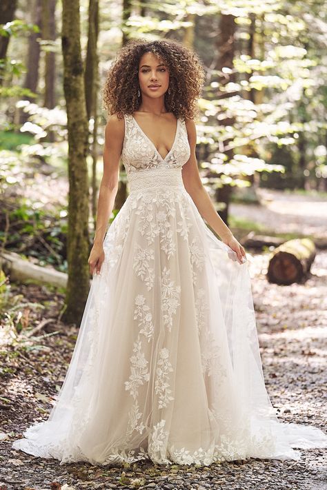 Lillian West - Style 66291: Sparkle Tulle A-line Bridal Dress with Sequined Lace Woodsy Wedding Dress Boho, Lillian West Wedding Dress, Justin Alexander Bridal, Beach Bridal Dresses, Plus Size Bridal Dresses, Boho Bridal Dress, Timeless Wedding Dress, Lillian West, Woodsy Wedding