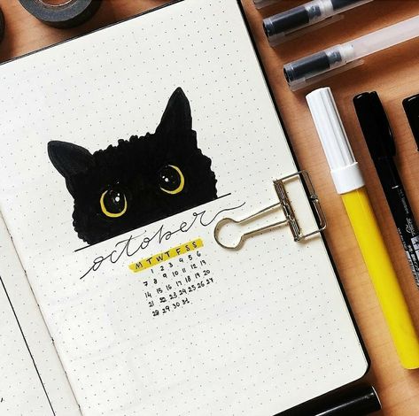 Cat Bullet Journal, Bullet Journal October, Bullet Journal 2019, Bullet Journal Ideas Templates, Creating A Bullet Journal, Bullet Journal Notes, Journal Idea, Bullet Journal Paper, Bullet Journal Hacks