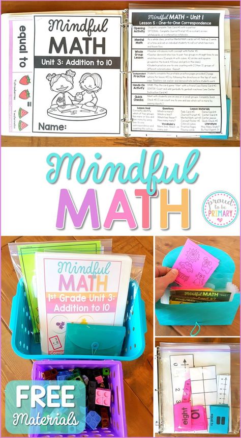 Mindful Math Curriculum for First Grade is a comprehensive, guided math curriculum for everyday! It includes simple to prep materials, tons of activities, centers, and games, differentiated worksheets, and whole group lessons. You will teach and cover all Curriculum For Kindergarten, Kindergarten Games, 3d Figures, Second Grade Math, Math Methods, Math Workshop, Math Curriculum, Guided Math, Free Math