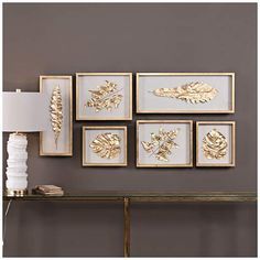 Golden Wall Decor, Leaves Shadow, Barn Wood Picture Frames, Leaf Collection, Wooden Shadow Box, Wall Art Diy Paint, Gold Wall Decor, Gold Wall Art, Leaf Wall Art