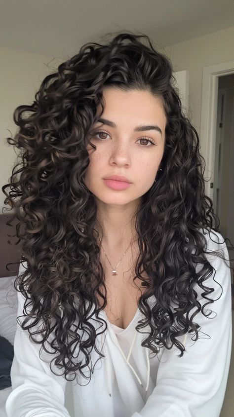 26 Curly Haircuts for Every Face Shape In 2024 Middle Length Curly Haircut, Curly Framed Face, Italian Woman Curly Hair, Black Curly Hair Pale Skin, Long Curly Hair Layers Haircuts, 2c Curly Haircut, Curly Medium Haircuts, Curly Long Haircut, Haircut For Curly Hair For Women