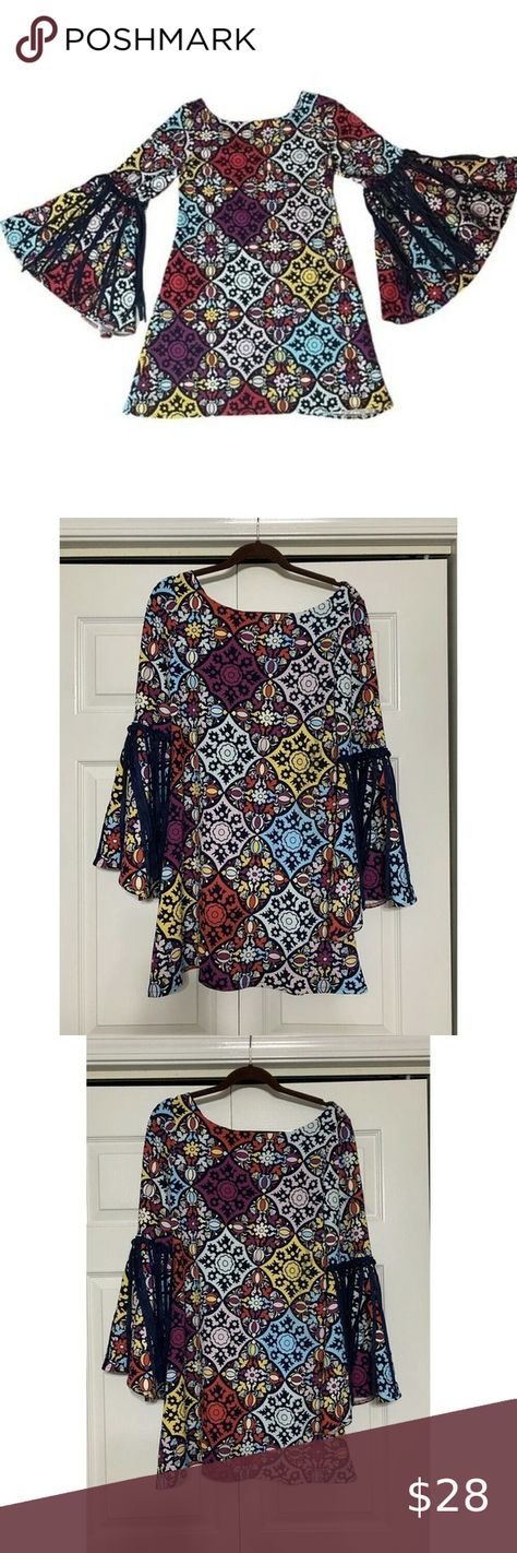 Judith March Boho Retro 70’s Inspired  Large Bell Tasseled Sleeves Size S (JJ7)