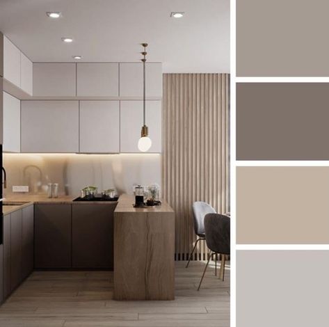 Kitchen Interior Colour Palette, Brown Beige Kitchen Ideas, Beige And Brown Interior Design, Kitchen Mocca Colour, Modern Kitchen Cappucino, Kitchen Champagne Color, Kitchen Cappuccino Color, Brown And Beige Kitchen Ideas Modern, Coffee Coloured Kitchen