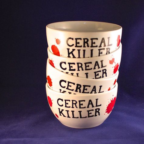 Cute Cereal Bowls, Cereal Decor, Goth Kitchen, Cereal Killer, Horror Decor, Tanah Liat, Dark Home Decor, Goth Home, Goth Decor