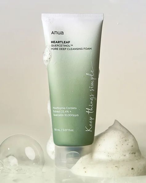 ANUA Heartleaf Quercetinol Pore Deep Cleansing Foam, Facial Cleanser, for Double Cleansing, BHA, Hyaluronic Acid, Glycerin, Face Wash, Blackhead Remover, Korean Skincare Facial Wash Photography, Glycerin Face, Double Cleansing, Foaming Face Wash, Facial Wash, Blackhead Remover, Deep Cleansing, Aesthetic Makeup, Korean Skincare