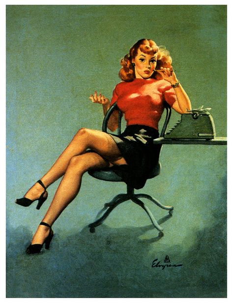 Gil Elvgren, 1946. Copyright Brown & Bigelow. Vintage Pin Ups, Fabian Perez, Jack Vettriano, Pinup Poses, Pin Up Illustration, Robert Mcginnis, Pinup Vintage, Pin Up Poses, Pin Up Vintage