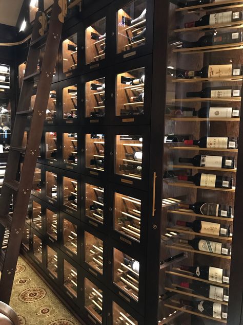 Custom Wine Lockers by Genuwine Cellars Wine Lockers, Wine Seller, Custom Wine Cabinet, Private Members Club, Wine Flask, Wine Storage Cabinets, Clubhouse Design, Wine Rooms, Rolling Ladder