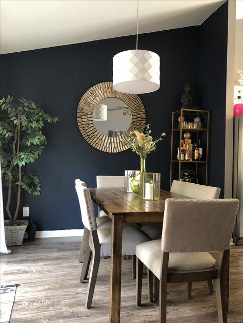 Navy & gold dining room Dining Room Navy, Gold Dining Room, Gold Dining, Navy Gold, Dining Room, Google Search, Mirror, Navy, Wall