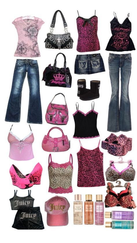 Juicy Couture Y2k Outfit, Juicy Couture Aesthetic Outfits, Victoria's Secret 2000s, Victoria Secret Y2k, Y2k Mcbling Fits, Dark Mcbling Outfits, Mcbling Shein Finds, True Y2k Fashion, Pink Y2k Outfit 2000s