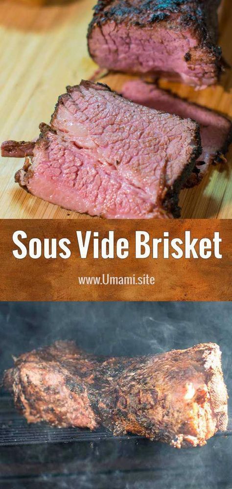 For a tender brisket that melts in your mouth try making this sous vide brisket recipe. With our special rub the brisket turns out a beautiful medium-rare with a nice hint of smoke and bold flavors. #recipes #sousvide #beef #brisket #bbq #barbecue #smokedmeat #grillingrecipes Sous Vide Brisket, Brisket Meat, Tender Brisket, Brisket Recipe, Corned Beef Brisket, Smoked Beef Brisket, Sous Vide Recipes, Brisket Recipes, Sous Vide Cooking