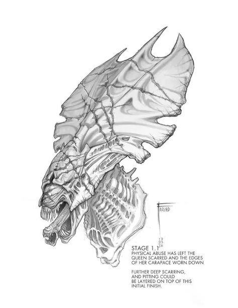 AvP Movie Concept Art - Alien vs. Predator Galaxy Otto Tattoo, Xenomorph Queen, Unused Concept Art, Movie Concept Art, Aliens Vs Predator, Monster Sketch, Giger Alien, Predator Artwork, Predator Alien Art