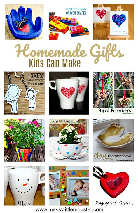 Easy homemade DIY gift ideas kids can make. Simple enough for toddlers and preschoolers and great for Christmas. Mothers Day, Fathers Day or a birthday. These kid made gifts will be loved by grandparents, mums and dads. Homemade Kids Gifts, Gift Ideas Kids, Diy Christmas Gifts For Kids, Diy Easter Gifts, Easy Handmade Gifts, Creative Diy Gifts, Diy Gifts For Kids, Homemade Diy, Handmade Christmas Gifts