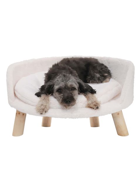 BingoPaw Elevated Pet Bed,Nordic Pet Stool Bed with Cozy Pad Waterproof,Pet Chair with Sturdy Wood Legs for Small Dog Kitten(22"(dia)x13") | SHEIN USA Bed Seat, Dog Chair, Animal Chair, Cat Kennel, Elevated Dog Bed, Dog Couch, Pet Sofa Bed, Chair Couch, Cat Pad