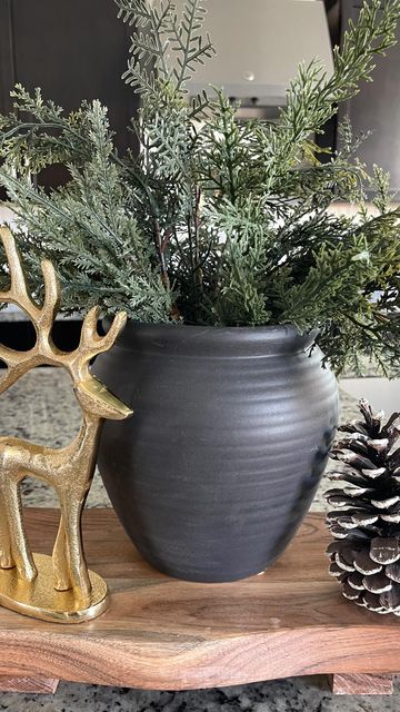 Vase With Christmas Greenery, Black Vase Christmas Decor, Christmas Stems Vase, Farmhouse Vases, Home Styling Tips, Christmas Decora, Christmas Stem, Transitional Home Decor, Winter Inspiration