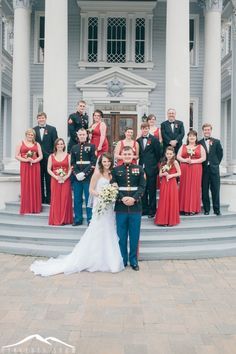 Beautiful color contrast. I was thinking having all my bridesmaids in the deep blue and my maid of honor is a blood red or vice versa