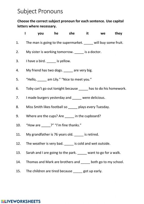 Worksheet Of Pronoun Class 5, Pronoun Worksheets 4th Grade, Worksheet On Pronoun For Class 3, Subjective Pronouns Worksheet, Noun And Pronoun Worksheets, Subject Pronoun Worksheet, Subject Pronouns Worksheet Grade 1, Pronoun Worksheets For Grade 1, Pronouns Worksheet For Grade 3